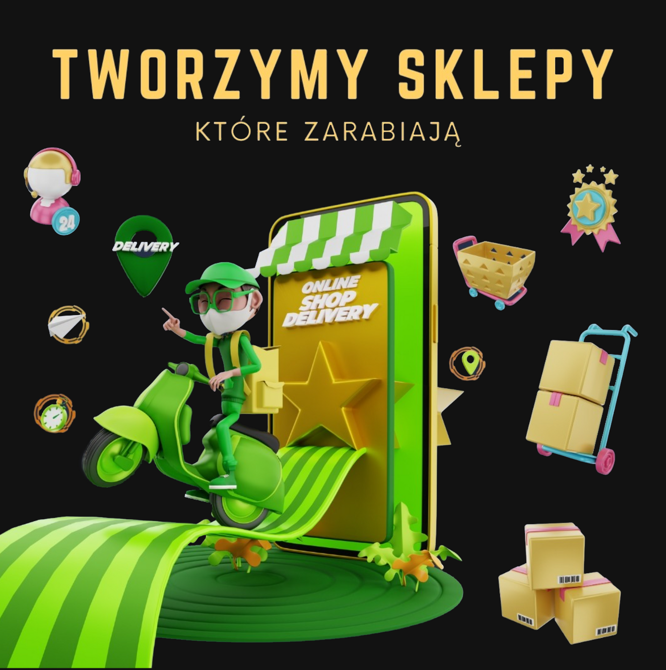 baner przedstawiający gotowe sklepy shopify na sprzedawajodzaraz.pl